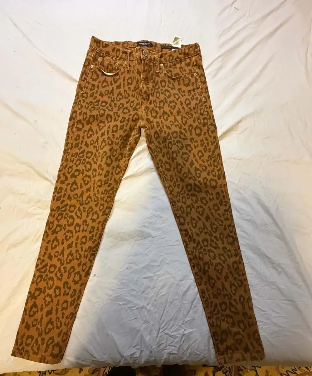 Banana Republic Premium Denim Mid-Rise Skinny Leopard Print Jeans